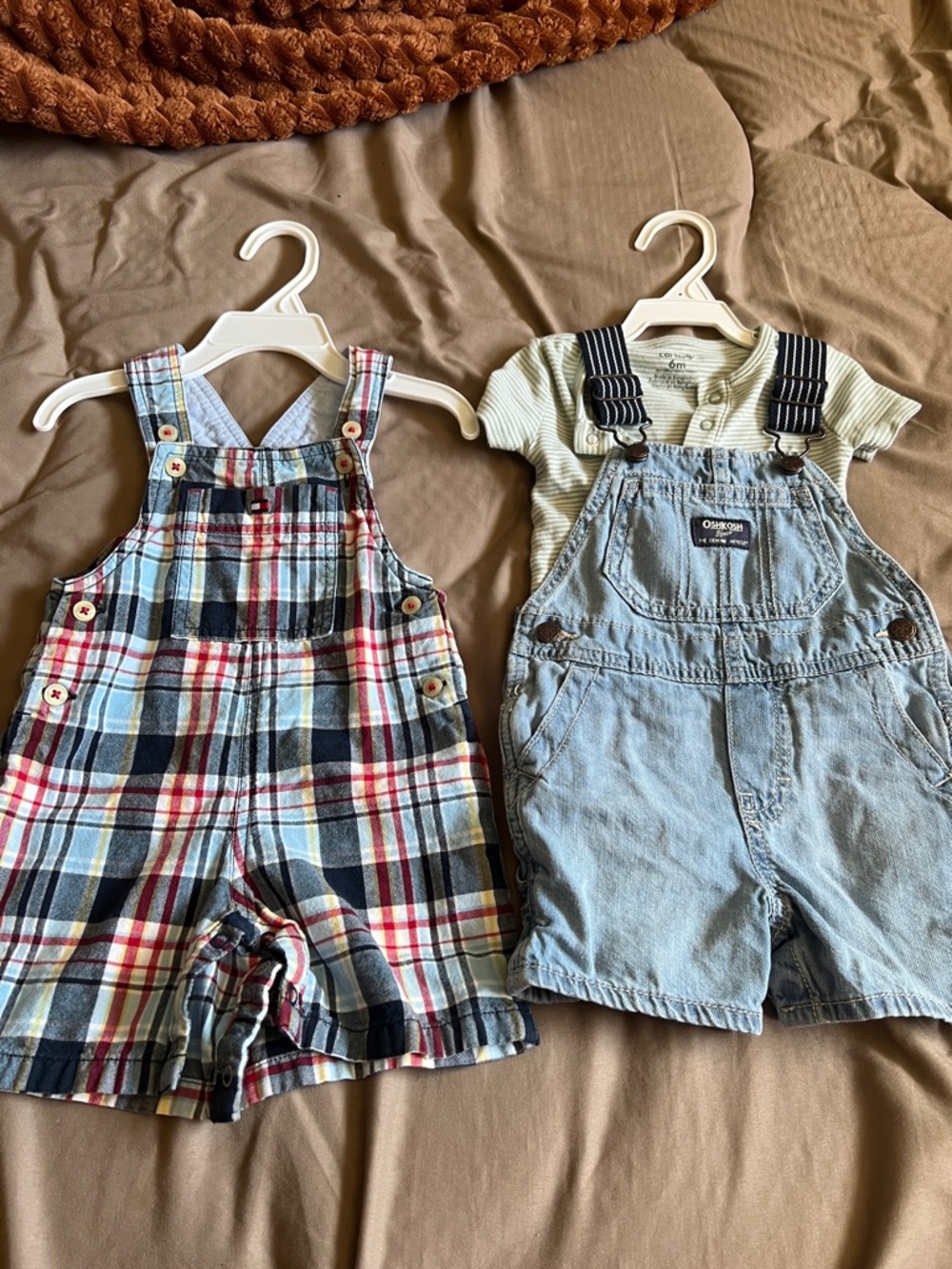 OshKosh B'gosh Light Blue Denim Short Overalls for Kids and Tommy Hilfiger